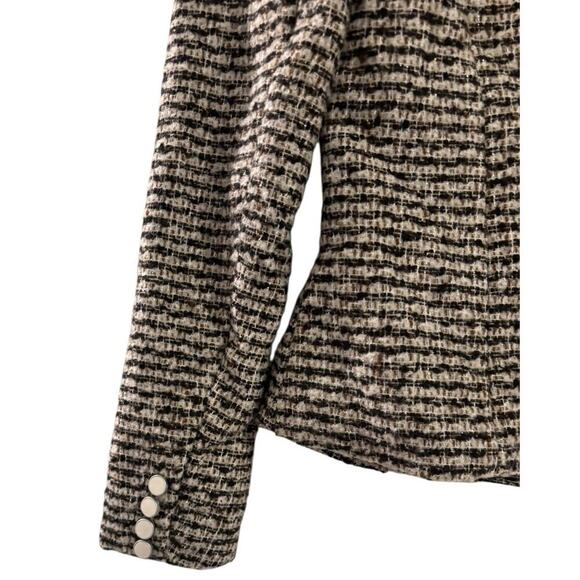 Tweed Double Breasted Ecru Blazer Women’s Size 2 Cream Brown Silver Button NWT - Picture 8 of 9